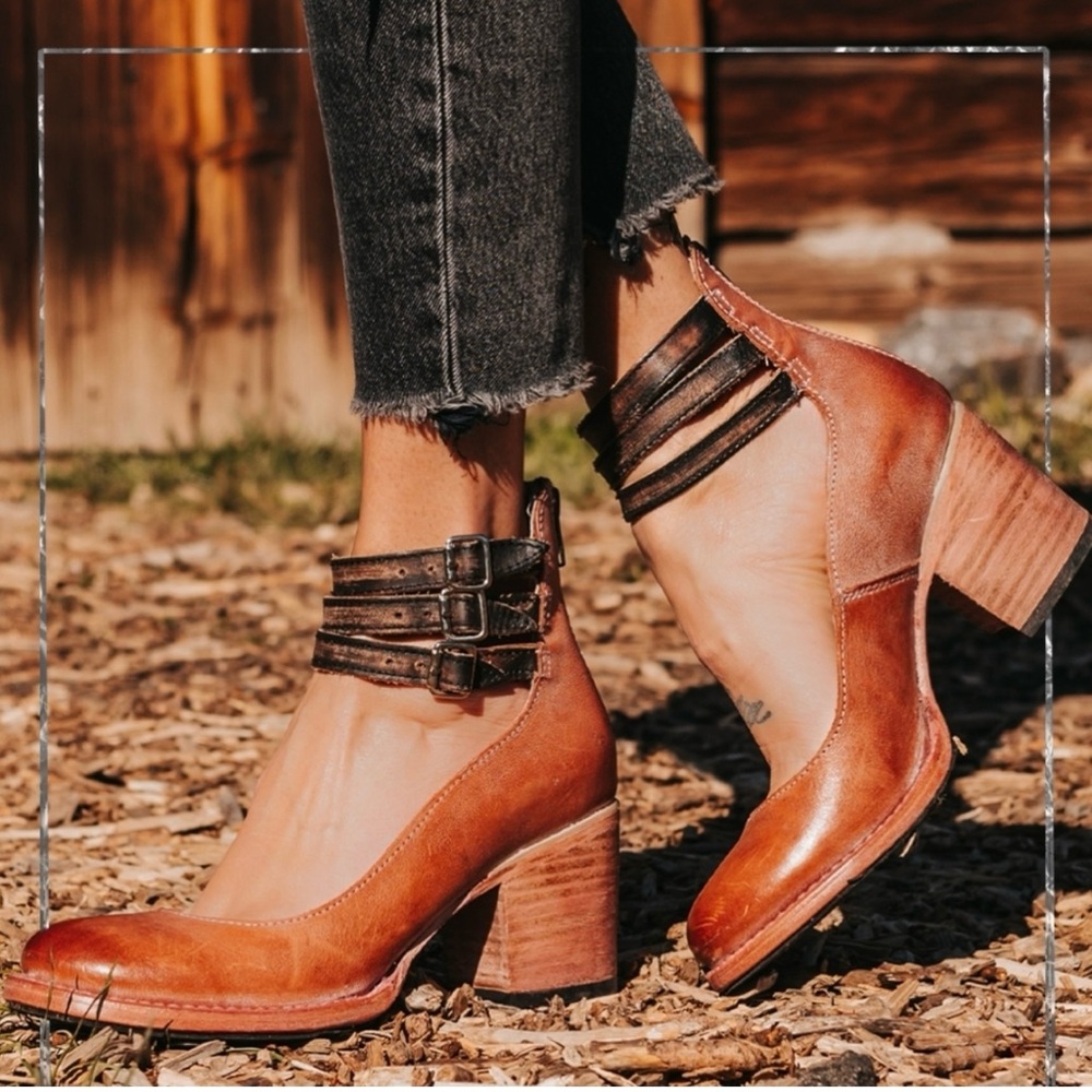 Freebird Rhandi Heeled Mary Janes Size 8 Leather Factory Distressed Dusty Rose
